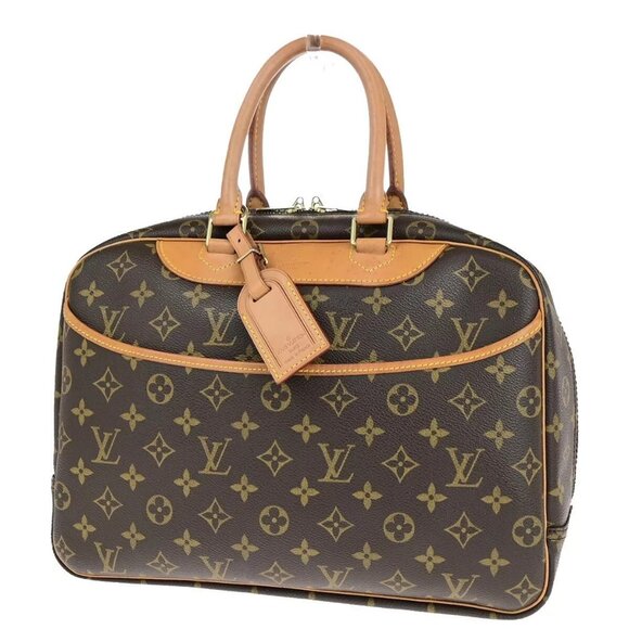 LOUIS VUITTON LV Logo Deauville Hand Bag Monogram Leather Brown - Picture 13 of 16